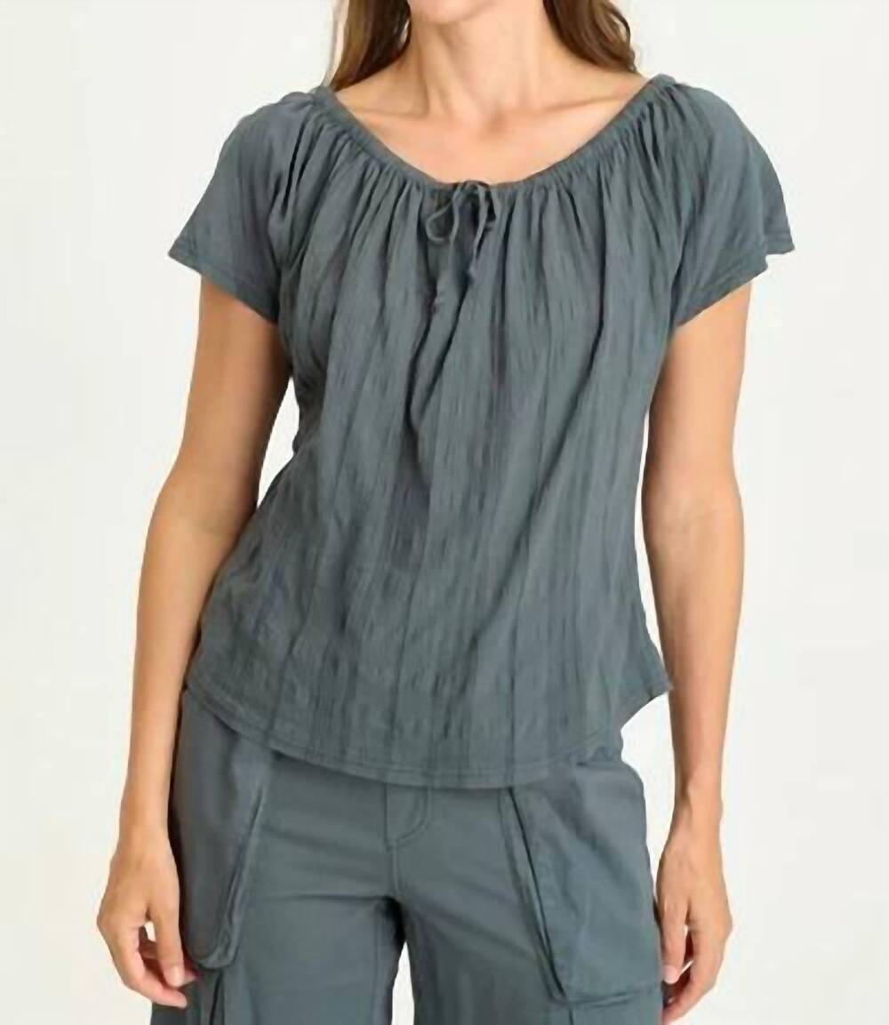 NEW XCVI selda textured gauze cinched top in hawthorn leaf